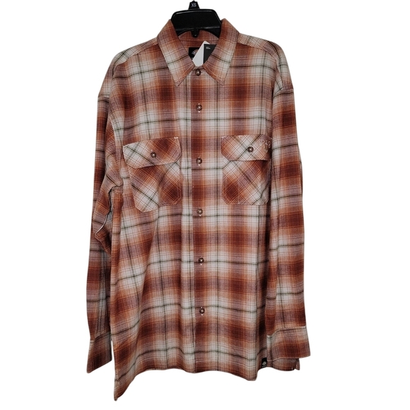Dickies skateboarding Men's Casual Button Down Shirt - Brown Plaid size XS - Picture 1 of 11